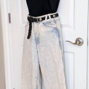 Vintage 90's Rocky Mountain Bareback Jeans white wash Pinstripe 27x34